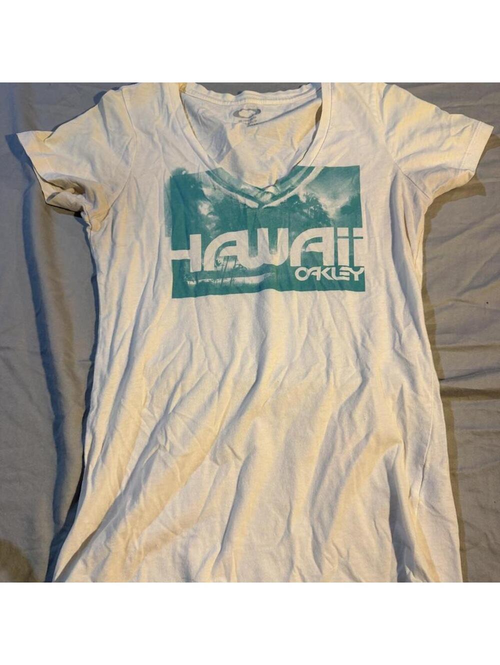 Oakley Hawaii Graphic V-Neck T-Shirt White Size S